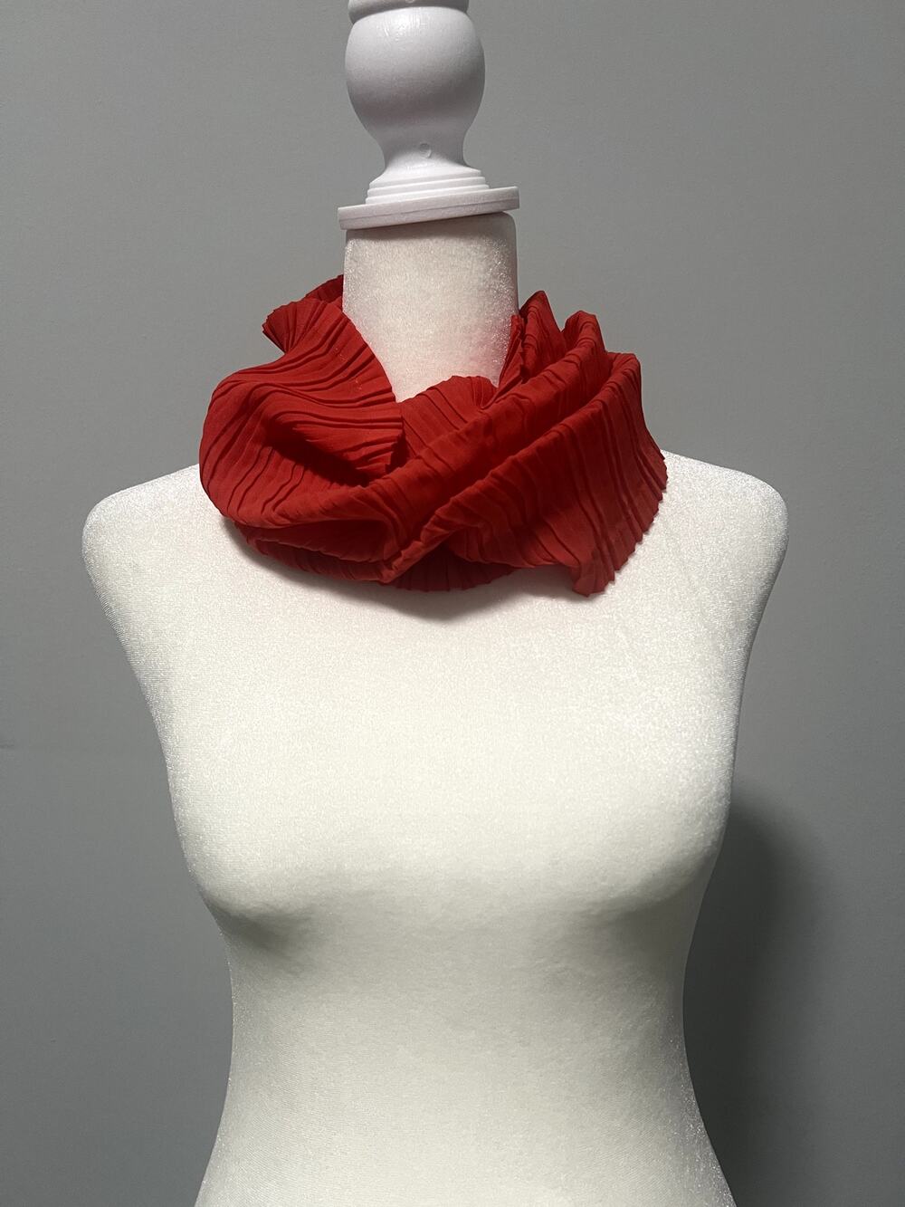 Orange Red Ruffle Scarf/ Neck Wrap